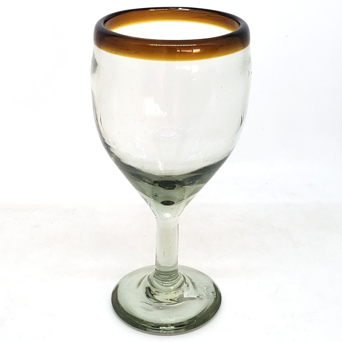 Ofertas / Juego de 6 copas para vino con borde ambar / Capture el aroma de un fino vino tinto con stas copas decoradas con un borde ambar.